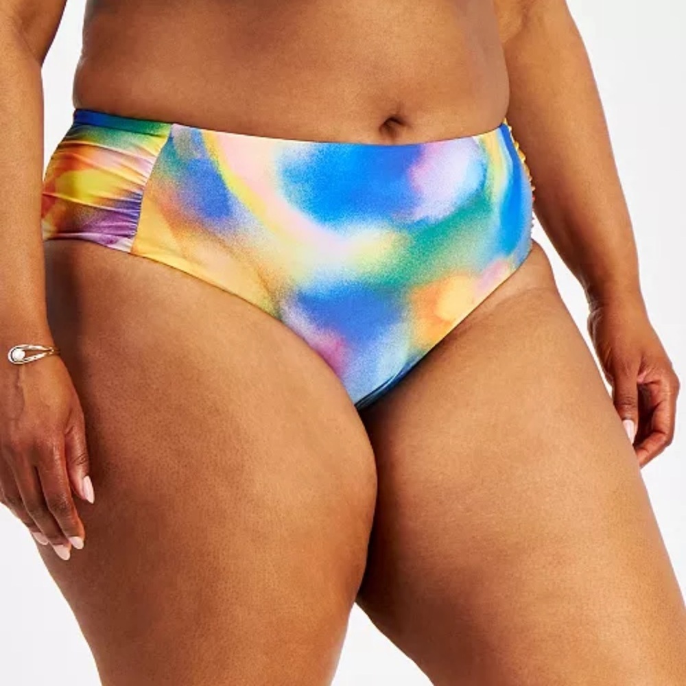 56. Becca Etc Plus Size Paper Mache Hipster Bikini Bottoms - Multi